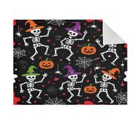 Lyeorm Dancing Skeleton Halloween Double Layer Baby Blanket Soft Breathable Plush Throw Blanket with Dotted Backing for Boys Girls Infant Toddler, 31 x 41 Inch