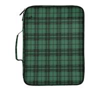 Lyeorm Dark Green Plaid Accordion File Organizer with 3 Ring Binder 7 Pocket Expanding File Folders with Labels Zipper Binder Bag for Letter A4 Files, Holds 500 Sheets
