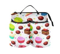 Lyeorm Delicious Desserts Luggage Travel Cup Holder Suitcase Drink Carrier Free Hand Beverage Bag with Two Coffee Mugs for Travelers Flight Attendants