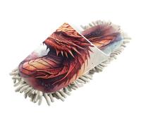 Lyeorm Dragon Head Microfiber Cleaning Slippers Washable Floor Mop Slippers Men and Women House Dusting Slippers - M