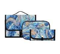 Lyeorm Dragons and Waves Toiletry Bag for Men & Women Large Makeup Cosmetic Bag with Hanging Hook Water-Resistant Travel Organizer for Toiletries Accessories