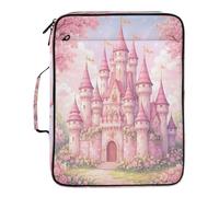 Lyeorm Dreamy Castle Accordion File Organizer with 3 Ring Binder 7 Pocket Expanding File Folders with Labels Zipper Binder Bag for Letter A4 Files, Holds 500 Sheets