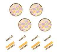 Lyeorm Easter Pastel Pattern Cabinet Knobs 4 Pack 1-1/4 inch Round Kitchen Drawer Pulls Door Handles Knobs for Dresser