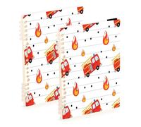 Lyeorm Fire Ladder Car Spiral Notebook 8.3” x 5.7” Hardcover Journal 60 Sheets College Ruled Paper Water Resistant Cover for Office, Writing, 2 Pack
