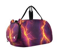 Lyeorm Fire Lightning Kids Duffle Bag, Overnight Travel Sport Gym Bags with Shoe Compartment for Boys & Girls