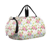 Lyeorm Floral Butterfly Pattern Kids Duffle Bag, Overnight Travel Sport Gym Bags with Shoe Compartment for Boys & Girls