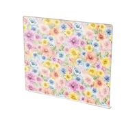 Lyeorm Flower All Over Acrylic Cutting Board for Countertop 16.5"x13.4" Large Non Slip Clear Chopping Board with Counter Lip for Apartment Kitchen Decor