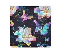Lyeorm Flowers and Butterflies Self-Adhesive Magic Cloth Makeup Bag Portable Cosmetic Bag Protective Wrap for Laptop Camera Lens, 13.8 X 13.8 Inch