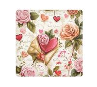 Lyeorm Flowers and Heart Self-Adhesive Magic Cloth Makeup Bag Portable Cosmetic Bag Protective Wrap for Laptop Camera Lens, 13.8 X 13.8 Inch