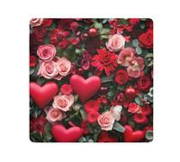 Lyeorm Flowers and Heart Self-Adhesive Magic Cloth Makeup Bag Portable Cosmetic Bag Protective Wrap for Laptop Camera Lens, 17.7 X 17.7 Inch