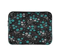 Lyeorm Flowers Black and Teal Laptop Sleeve Case Water Resistant Shockproof Protective Computer Cover Briefcase Carrying Bag for 13-14inch