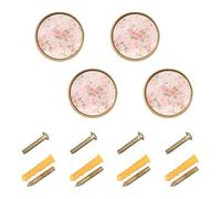 Lyeorm Flowers Botanical Cabinet Knobs 4 Pack 1-1/4 inch Round Kitchen Drawer Pulls Door Handles Knobs for Dresser