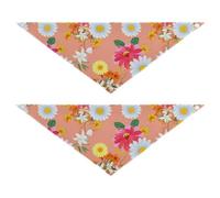 Lyeorm Flowers Daisies Dog Bandanas 2PCS Washable Kerchief Scarf Reversible Triangle Bibs for Small Medium Large Dogs & Pet