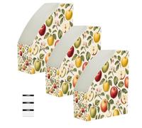 Lyeorm Fresh Fruit 6 Pack Magazine File Holder Foldable Desk Storage Box for Book File Folders Vertical Magazine Organizer with Label for Home Office