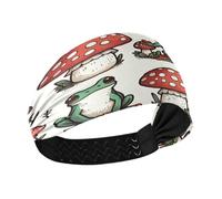 Lyeorm Frogs and Mushrooms Headbands for Women Non Slip Fashion Sports Hair Bands Soft Elastic Wide Hair Wrap for Workout Yoga Running