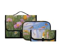 Lyeorm Garden Wildflower Toiletry Bag for Men & Women Large Makeup Cosmetic Bag with Hanging Hook Water-Resistant Travel Organizer for Toiletries Accessories