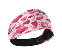 Lyeorm Gnomes and Heart Headbands for Women Non Slip Fashion Sports Hair Bands Soft Elastic Wide Hair Wrap for Workout Yoga Running