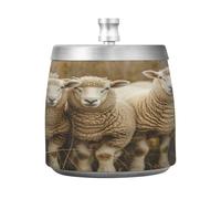 Lyeorm Group Of Sheep Ashtray with Lid for Cigarette, Stainless Steel Windproof Smokeless Odorless Ash Tray for Home Office Patio Outdoor