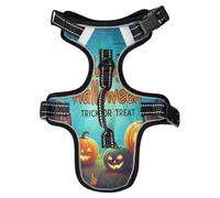 Lyeorm Halloween Scene Dog Harness Adjustable Soft Oxford Pet Vest No Pull Reflective Dog Vest Harness with Handle for Walking Training, M