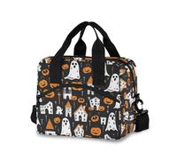 Lyeorm Halloween Spooky Lunch Bag Reusable Insulated Lunch Box Leakproof Cooler Tote Bag with Djustable Shoulder Strap for Travel, Picnic, Office, Work