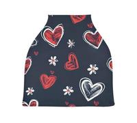 Lyeorm Hearts and Flowers Car Seat Covers for Babies Breathable Nursing Breastfeeding Cover Multi-Use Infant Carseat Canopy and Stroller Cover for Boys Girls