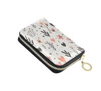Lyeorm Hearts and Flowers Credit Card Holder for Women Men, RFID Blocking Card Case Wallet Small Leather Zipper Wallet with 11 Slots