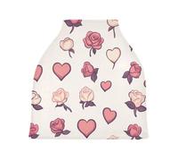 Lyeorm Hearts and Rose Car Seat Covers for Babies Breathable Nursing Breastfeeding Cover Multi-Use Infant Carseat Canopy and Stroller Cover for Boys Girls