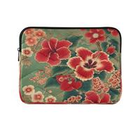 Lyeorm Hibiscus Red Orchids Laptop Sleeve Case Water Resistant Shockproof Protective Computer Cover Briefcase Carrying Bag for 13-14inch