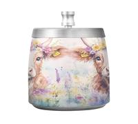 Lyeorm Highland Cow Ashtray with Lid for Cigarette, Stainless Steel Windproof Smokeless Odorless Ash Tray for Home Office Patio Outdoor