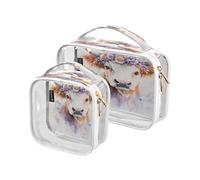 Lyeorm Highland Cow Toiletry Bag - Clear Travel Makeup Bag - Waterproof Cosmetic Bag for Women Men - Carry on Travel Accessories Bag
