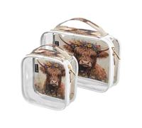 Lyeorm Highland Cow Toiletry Bag - Clear Travel Makeup Bag - Waterproof Cosmetic Bag for Women Men - Carry on Travel Accessories Bag