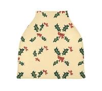 Lyeorm Holly Leaves Red Bows Car Seat Covers for Babies Breathable Nursing Breastfeeding Cover Multi-Use Infant Carseat Canopy and Stroller Cover for Boys Girls
