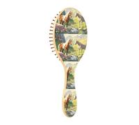 Lyeorm Horses in The Valley Hair Brush, Natural Wooden Hairbrush for Women Men, Massage Scalp and Make Thin Long Curly Hair Smooth