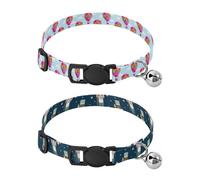 Lyeorm Hot Air Balloons Nutcracker Soldiers Dog Collar 2 Pack Pet Cat Collar with Bells & Adjustable Buckle for Small Dogs Cats
