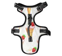 Lyeorm Ice-cream and Strawberries Dog Harness Adjustable Soft Oxford Pet Vest No Pull Reflective Dog Vest Harness with Handle for Walking Training, S