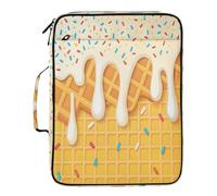 Lyeorm Ice Cream Drip Accordion File Organizer with 3 Ring Binder 7 Pocket Expanding File Folders with Labels Zipper Binder Bag for Letter A4 Files, Holds 500 Sheets