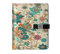 Lyeorm Indian Floral Motifs Lined Leather Journal Notebook Hardcover Notebook for Men & Women, 100 Pages Thick Ruled Paper Journals for Writing, Travel, Business, Work