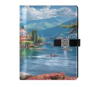 Lyeorm Italian Lake Lined Leather Journal Notebook Hardcover Notebook for Men & Women, 100 Pages Thick Ruled Paper Journals for Writing, Travel, Business, Work