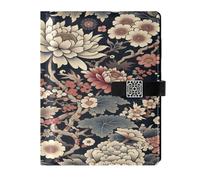 Lyeorm Japanese Flower Lined Leather Journal Notebook Hardcover Notebook for Men & Women, 100 Pages Thick Ruled Paper Journals for Writing, Travel, Business, Work