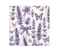 Lyeorm Lavender and Butterflies Self-Adhesive Magic Cloth Makeup Bag Portable Cosmetic Bag Protective Wrap for Laptop Camera Lens, 17.7 X 17.7 Inch