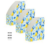 Lyeorm Lemon Daisy 6 Pack Magazine File Holder Foldable Desk Storage Box for Book File Folders Vertical Magazine Organizer with Label for Home Office