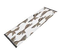 Lyeorm Leopard Print Bow Runner Rug 24" x 72" Washable Area Rugs Non Slip Floor Carpet with Rubber Backing for Hallway Entryway Kitchen Bedroom