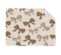 Lyeorm Leopard Print Bows Double Layer Baby Blanket Soft Breathable Plush Throw Blanket with Dotted Backing for Boys Girls Infant Toddler, 31 x 41 Inch
