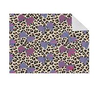 Lyeorm Leopard with Bows Double Layer Baby Blanket Soft Breathable Plush Throw Blanket with Dotted Backing for Boys Girls Infant Toddler, 31 x 41 Inch