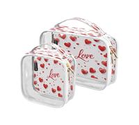 Lyeorm Love Heart Toiletry Bag - Clear Travel Makeup Bag - Waterproof Cosmetic Bag for Women Men - Carry on Travel Accessories Bag