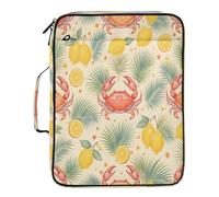 Lyeorm Mediterranean Summer Pattern Accordion File Organizer with 3 Ring Binder 7 Pocket Expanding File Folders with Labels Zipper Binder Bag for Letter A4 Files, Holds 500 Sheets