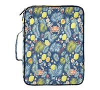 Lyeorm Mediterranean Summer Pattern Accordion File Organizer with 3 Ring Binder 7 Pocket Expanding File Folders with Labels Zipper Binder Bag for Letter A4 Files, Holds 500 Sheets