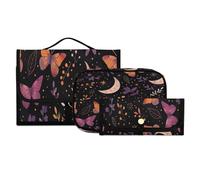 Lyeorm Moons and Moths Toiletry Bag for Men & Women Large Makeup Cosmetic Bag with Hanging Hook Water-Resistant Travel Organizer for Toiletries Accessories
