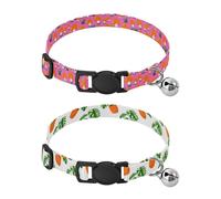 Lyeorm Mushrooms Orange Palm Trees Dog Collar 2 Pack Pet Cat Collar with Bells & Adjustable Buckle for Small Dogs Cats