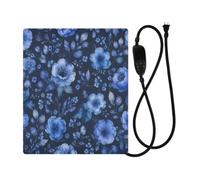 Lyeorm Navy Bloom Pet Heating Pad with 10 Temp & Timer | Waterproof & Fireproof PVC, Chew-Resistant Cord, Auto Shut-off Timer, Washable Cover, 19.7" x 15.7" Heating Pad for Dogs Cats